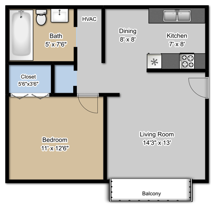 Floor Plans of El Chaparral Apartments in Riverside, MO